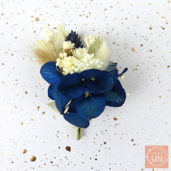 The Marine – Blue and White Dried Flower Boutonniere