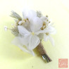 The Pure – White and Natural Dried Flower Boutonniere