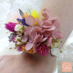 La Colorée – Floral ribbon bracelet made from multicolored dried flowers
