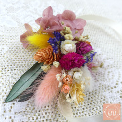 La Colorée – Bracelet ruban fleurie en fleurs séchées multicolores
