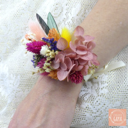La Colorée – Floral ribbon bracelet made from multicolored dried flowers