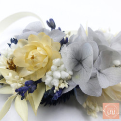 La Bleuette – Bracelet fleuri en fleurs séchées bleues et naturelles