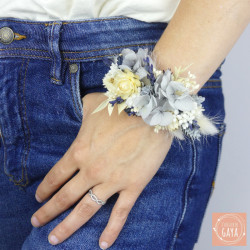 La Bleuette – Bracelet fleuri en fleurs séchées bleues et naturelles