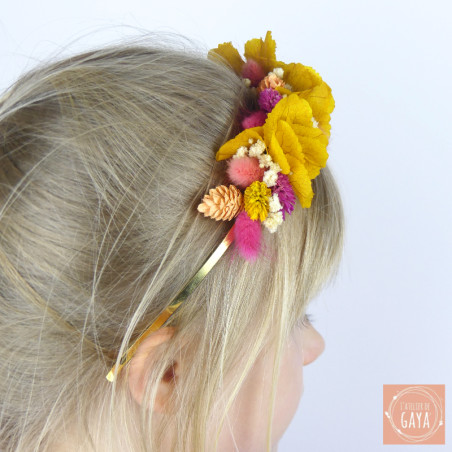 The Sunbeam – Yellow and Fuchsia Dried Flower Headband