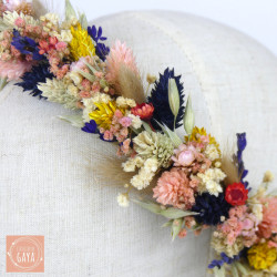 Rustic Bloom – Multicolored Dried Flower Head Crown