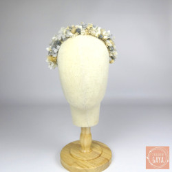 Frosted Elegance – Grey and Ivory Dried Flower Headband