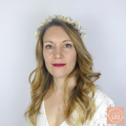 Frosted Elegance – Grey and Ivory Dried Flower Headband