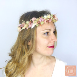 Couronne de tête en fleurs séchées coloris et fleurs personnalisables