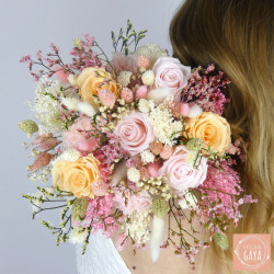 Eternal Rose – Blush Pink and Peach Dried Flower Bridal Bouquet
