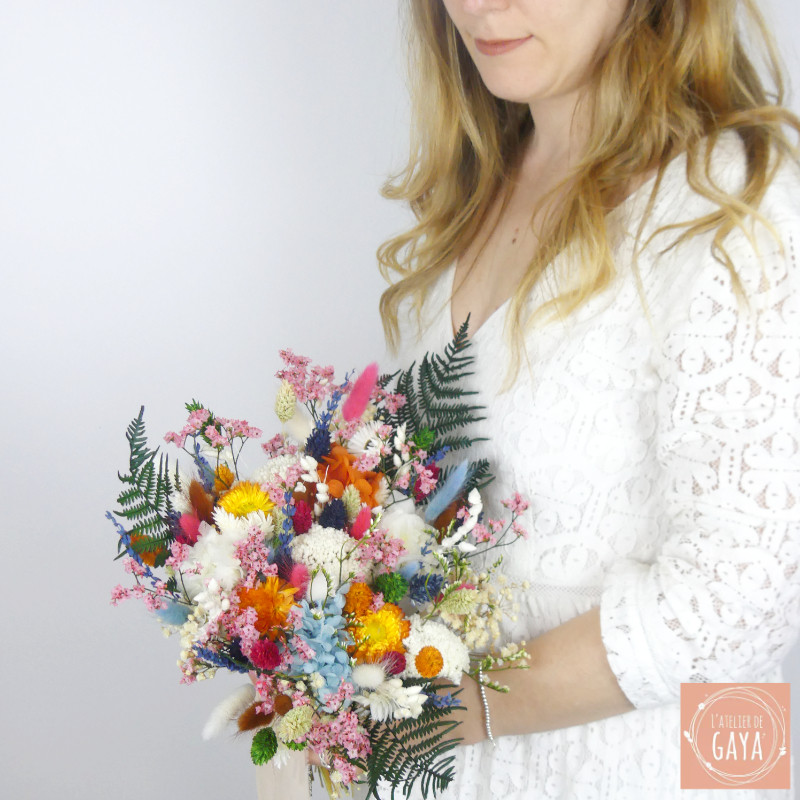 Tropical Escape – Multicolored Dried Flower Bridal Bouquet