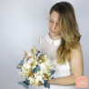 Élégance Sauvage – Bouquet de mariée en fleurs séchées blanc, doré et eucalyptus