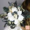 Chic Nature – Ivory and Green Dried Flower Bridal Bouquet