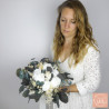 Chic Nature – Ivory and Green Dried Flower Bridal Bouquet