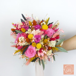 Bouquet de mariée lumineux et durable, confectionné artisanalement.