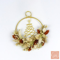 Natural dried flower Christmas decoration with gold wire tree