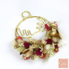 Dried flower Christmas ornament with gold line art reindeer – Handmade by L’Atelier de Gaya