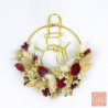 Dried flower Christmas ornament with gold line art snowman – Handmade by L’Atelier de Gaya