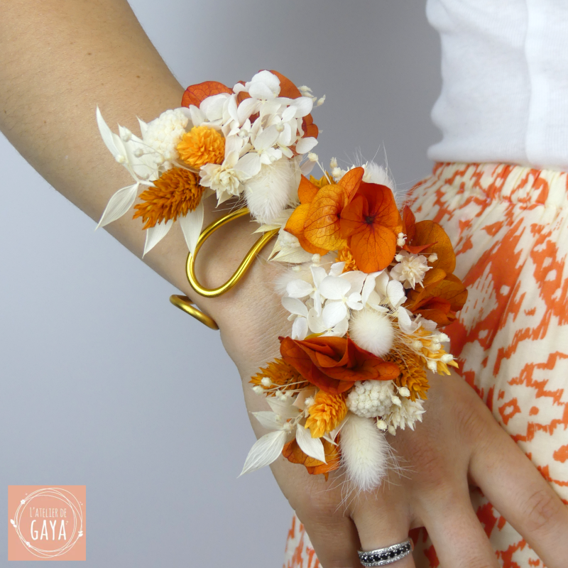 la strelitzia - Bracelet jonc sur mesure fleuri