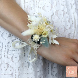 Le céladon - Bracelet ruban fleuri