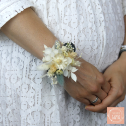 Le céladon - Bracelet ruban fleuri