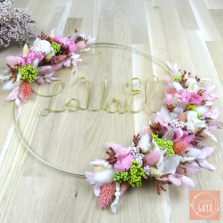 La tendresse - Couronne murale de fleurs séchées/stabilisées