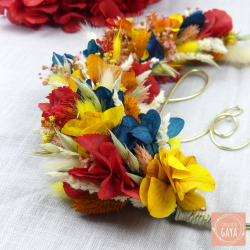 L'étincelante - Couronne murale de fleurs séchées/stabilisées