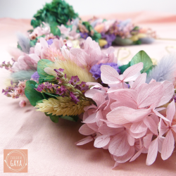 Lila - Couronne murale de fleurs séchées/stabilisées