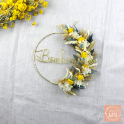 La yellow - Couronne murale de fleurs séchées/stabilisées