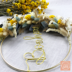 La yellow - Couronne murale de fleurs séchées/stabilisées