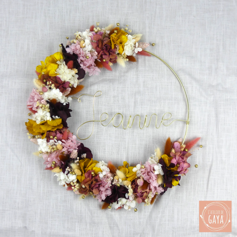 La marquise - Couronne murale de fleurs séchées/stabilisées