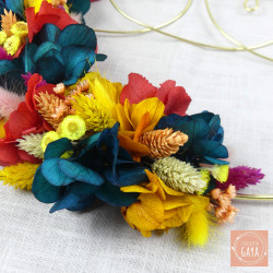 La punchy - Couronne murale de fleurs séchées/stabilisées