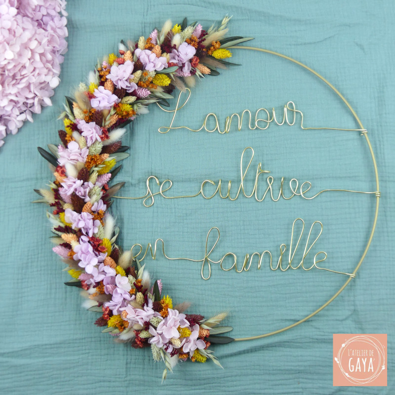 L'olivaie - Couronne murale de fleurs séchées/stabilisées