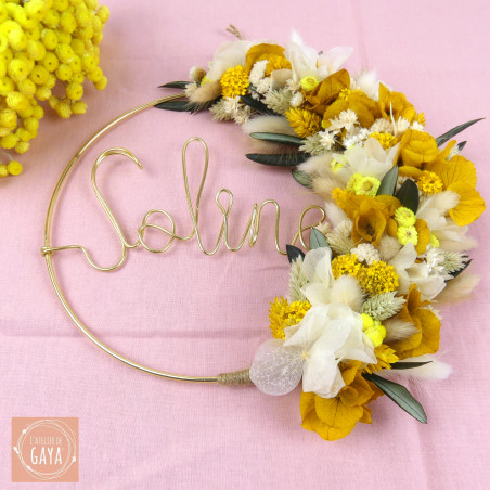 L'acidulée - Couronne murale de fleurs séchées/stabilisées