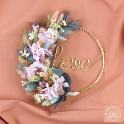 La Parme - Couronne murale de fleurs séchées/stabilisées