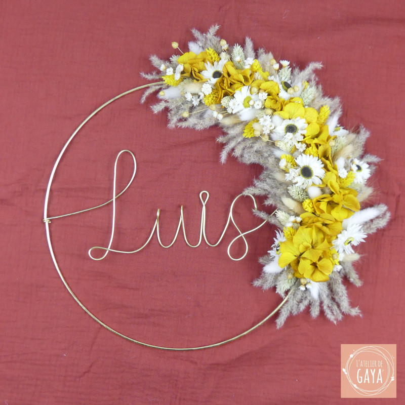 L'épicée - Couronne murale de fleurs séchées/stabilisées
