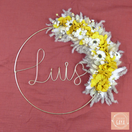 L'épicée - Couronne murale de fleurs séchées/stabilisées