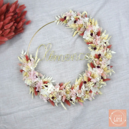 La rêveuse - Couronne murale de fleurs séchées/stabilisées