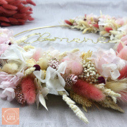 La rêveuse - Couronne murale de fleurs séchées/stabilisées