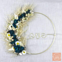 Le Bleu Paon - Dried flower wall wreath