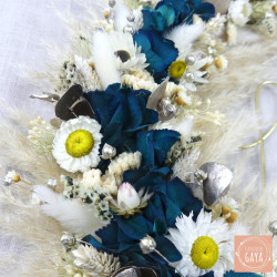 Le Bleu Paon - Dried flower wall wreath