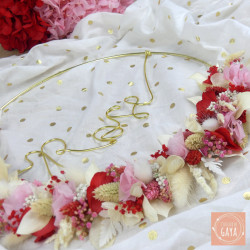 Rose - Couronne murale de fleurs séchées/stabilisées