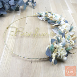 Le céladon - Couronne murale de fleurs séchées/stabilisées