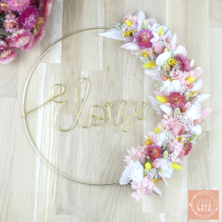 La pastel - Couronne murale de fleurs séchées/stabilisées