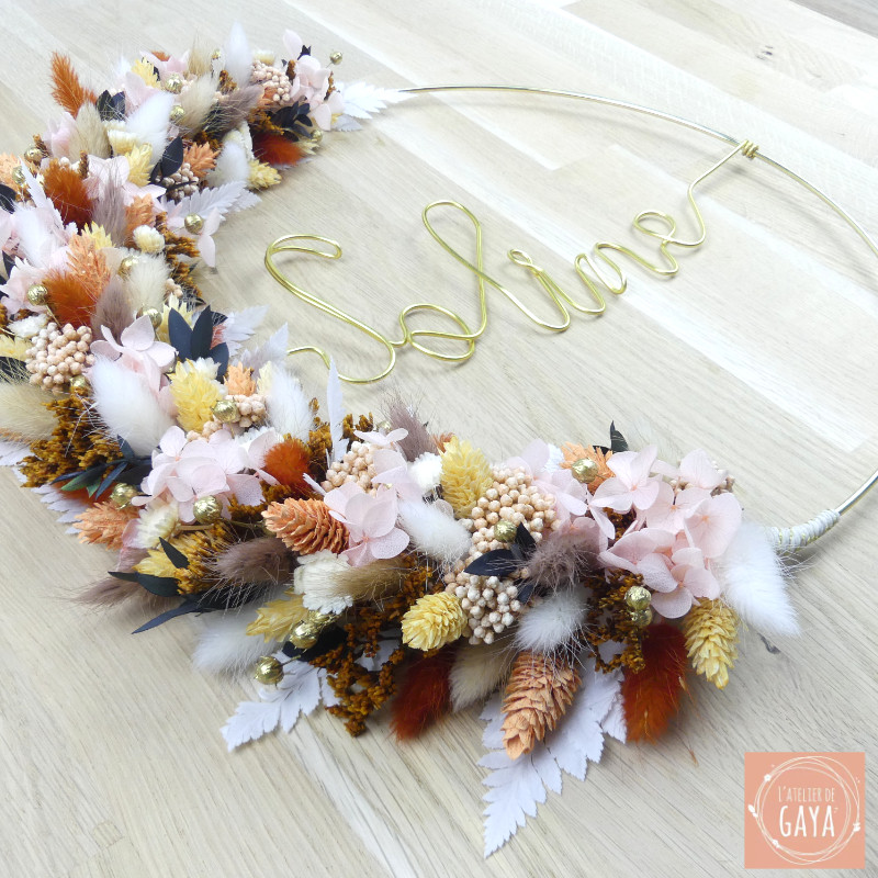 La poétique - Couronne murale de fleurs séchées/stabilisées