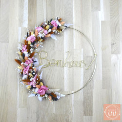 Le bonheur - Couronne murale de fleurs séchées/stabilisées
