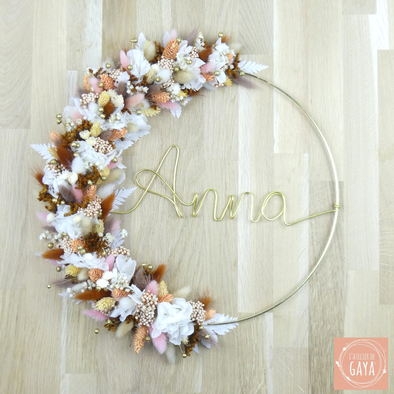 La Anna - Couronne murale de fleurs séchées/stabilisées