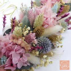 Lucia - Couronne murale de fleurs séchées/stabilisées