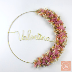 Valentina - Couronne murale de fleurs séchées/stabilisées