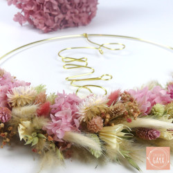 Emie - Couronne murale de fleurs séchées/stabilisées