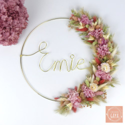 Emie - Couronne murale de fleurs séchées/stabilisées